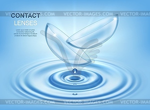 Contact lenses, 3d optic eye care accessory - vector clip art