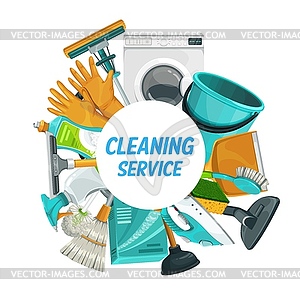 House cleaning service, home laundry and housework - vector image