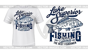 Fishing club t-shirt print mockup with carp - vector clipart