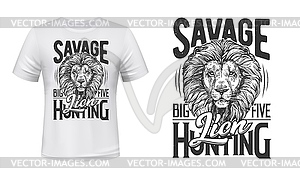 Lion trophy hunting t-shirt print template - vector image