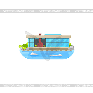 House or home building at water, villa mansion - vector image