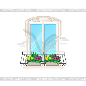 Balcony, house building apartments window and door - vector clipart