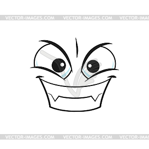 Angry emoticon vampire with fangs teeth - vector image