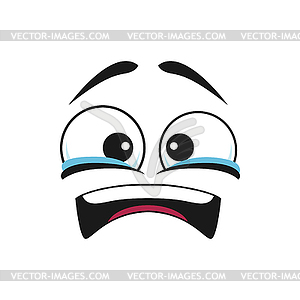 Shocked crying emoji in bad mood emoticon - vector image