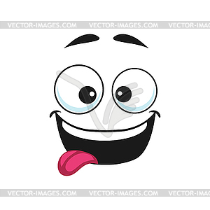 Teasing emoticon showing tongue, playful emoji - vector clip art