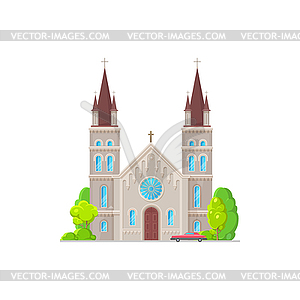 Catholic church or cathedral building icon - vector clip art