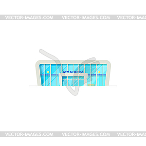 Gym, fitness building, sport club training center - royalty-free vector clipart