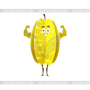 Starfruit carambola gym muscles, food healthy life - vector clipart