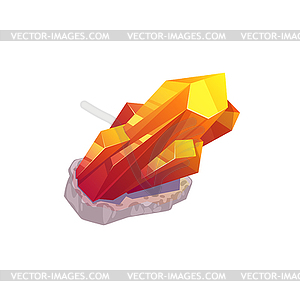 Sapphire or topaz orange mineral, stone crystal - vector image