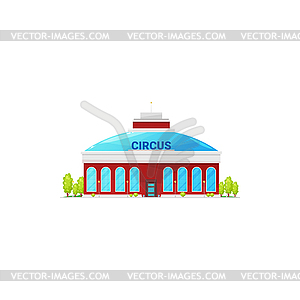 Big top tent circus cartoon building icon - vector image