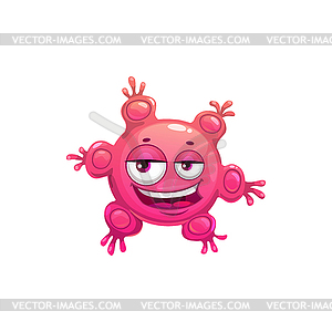 Cartoon virus cell icon, cute pink bacteria - vector clip art