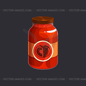 Tomato sauce or juice canned food icon - vector clip art