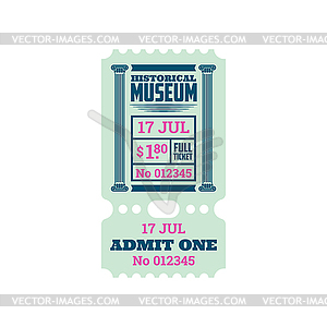 Retro ticket to historical museum coupon - vector clip art