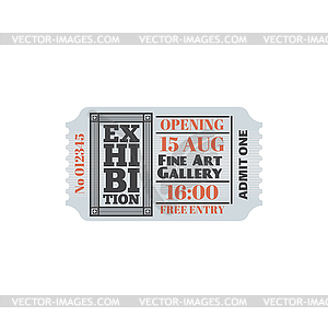 Free entree on exhibition gallery ticket admit one - vector image