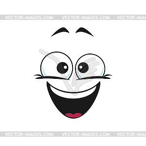 Happy cartoon face icon wide smile - vector image
