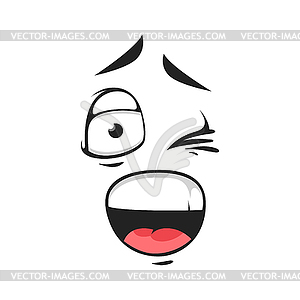 Cartoon smiling face, emoji, flirting - vector image