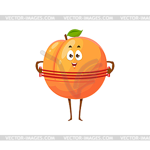 Cartoon apricot funny fruit sportsman icon - vector clipart