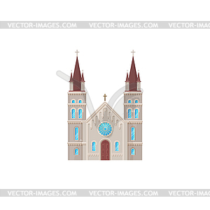 Catholic church icon, antique building - color vector clipart