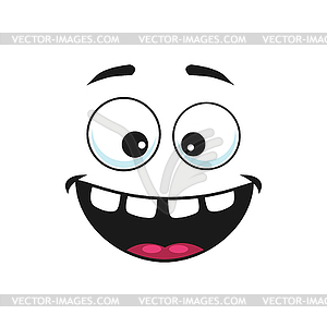 Cartoon face icon, happy laughing emoji - vector clip art