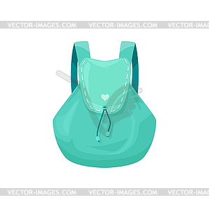 Kids knapsack, schoolbag of turquoise color icon - vector clipart