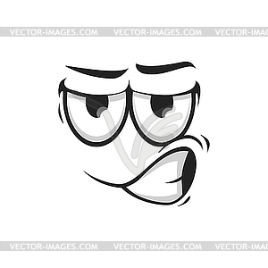 Suspicious emoticon with angry face icon - vector image