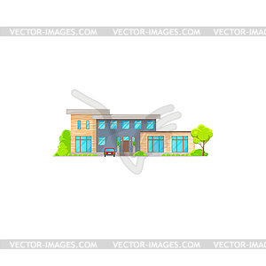 Two-storied villa or cottage house icon - color vector clipart