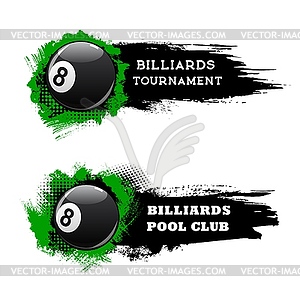 Billiards tournament banners, pool snooker club - vector clipart