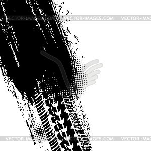 Track of tyre, tire print trace, car wheel treads - vector image