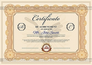 Certificate of achievement diploma template - vector image