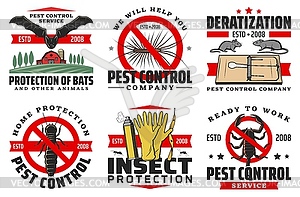 Pest control service icons set - vector image