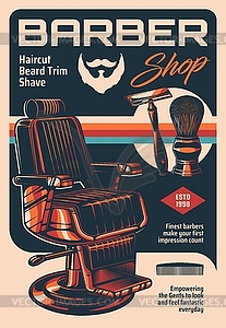 Barber shop vintage advertising poster - vector clip art