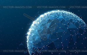 Polygon planet globe background, space technology - vector EPS clipart
