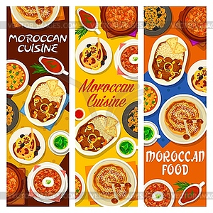 Moroccan cuisine cafe food meals banners - vector clipart