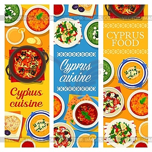 Cyprus cuisine, Cyprian dishes banners set - vector clipart