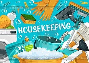Housekeeping, house cleaning service, clean home - vector clipart
