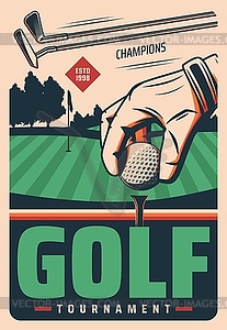 Golf tournament retro poster, sport game - vector clip art