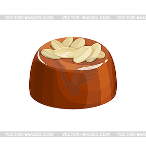 Chocolate candy, sweet dessert comfit with nuts - vector clipart