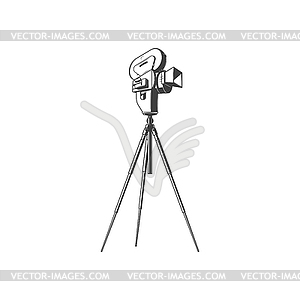 Antique video camera cinematography device icon - vector image