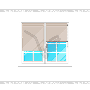 Window curtains or roller blinds or roll shutters - vector clipart