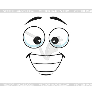 Emoticon with big toothy smile isolate linear icon - vector clip art