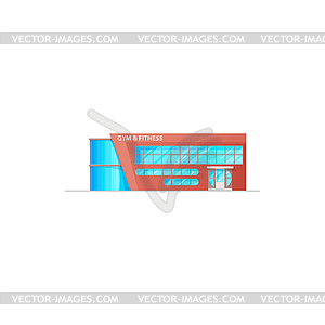 Gym or fitness club building, sport workout center - vector clip art