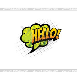 Hello speech bubble cloud greeting halftone label - royalty-free vector clipart