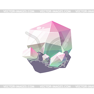 Purple gem stone natural crystal icon - color vector clipart