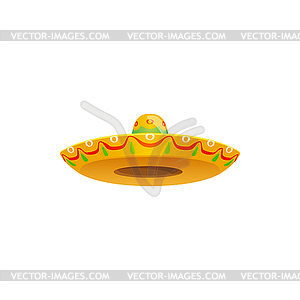 Mexican sombrero hat, festive cap icon - vector image