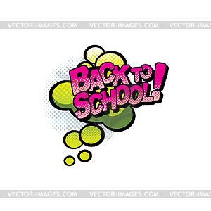 Комикс надписи обратно в школу поп-арт баннер значок - изображение в формате EPS