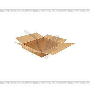 Brown cardboard package, empty shipping square box - vector image