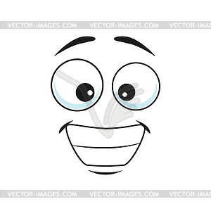 Cartoon face icon, wide smile facial emoji - vector clipart