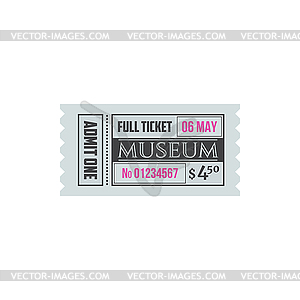 Full ticket to museum retro paper card - vector clipart / vector image