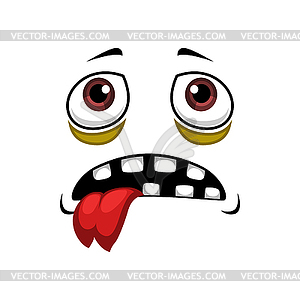 Cartoon face icon, tired emotion - vector clip art