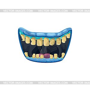 Monster mouth icon, creepy zombie jaws - vector clipart